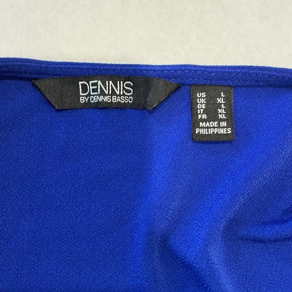 🌸Dennis Basso Blue Top Size L Blouse w/Lace embellishment on sleeve Size L EUC - Picture 4 of 4